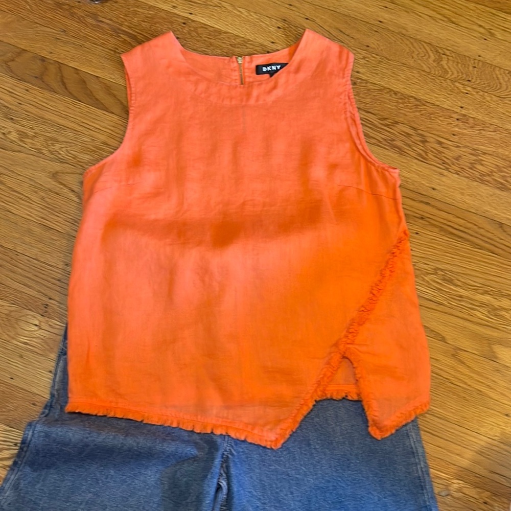 DKNY Orange Linen Top M